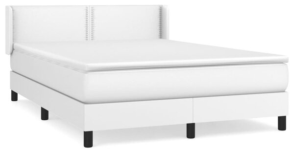 VidaXL Κρεβάτι Boxspring με Στρώμα Λευκό 140x190εκ.από Συνθετικό Δέρμα