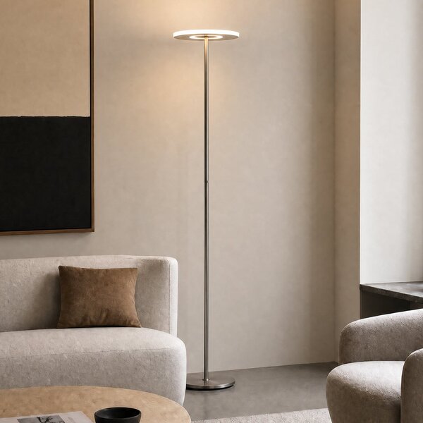 Lucande Λάμπα δαπέδου LED Raymond, χρώμα τιτανίου, CCT, με δυνατότητα ρύθμισης, ρυθμιζόμενος, Μεταλλικό, Σαλόνι / τραπεζαρία, Μέταλλο, σύγχρονο