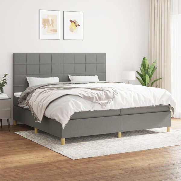 VidaXL Κρεβάτι Boxspring με Στρώμα Σκούρο Γκρι 200x200 εκ. Υφασμάτινο