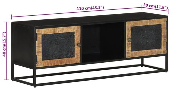 Έπιπλο Τηλεόρασης 110 x 30 x 40 εκ. Μασίφ Ξύλο Μάνγκο & Σίδηρος - Καφέ