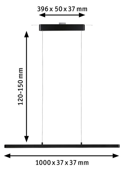 Paulmann URail Lento LED κρεμαστό φωτιστικό, μαύρο ματ