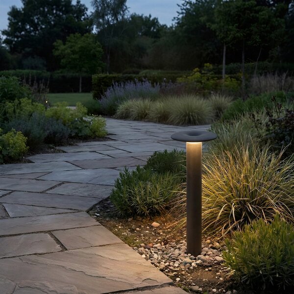 Lucande LED φωτιστικό διαδρόμου Haloa, μαύρο, ύψος 50 cm, IP54, Μαύρο, Αλουμίνιο, σύγχρονο
