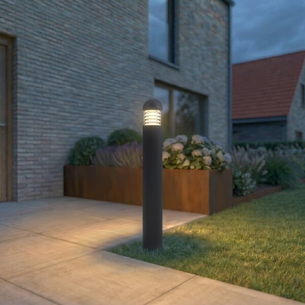 Lucande LED φωτιστικό διαδρόμου Skagena, ανθρακί, ύψος 90 cm, IP54, Μαύρο, Αλουμίνιο, σύγχρονο