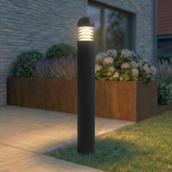 Lucande LED φωτιστικό διαδρόμου Skagena, ανθρακί, ύψος 90 cm, IP54, Μαύρο, Αλουμίνιο, σύγχρονο