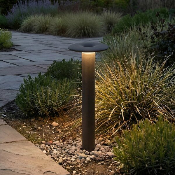 Lucande LED φωτιστικό διαδρόμου Haloa, μαύρο, ύψος 50 cm, IP54, Μαύρο, Αλουμίνιο, σύγχρονο