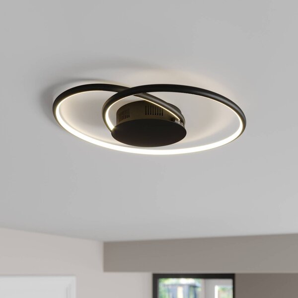 Lindby LED φωτιστικό οροφής Joline, μαύρο, 45 cm, μεταλλικό