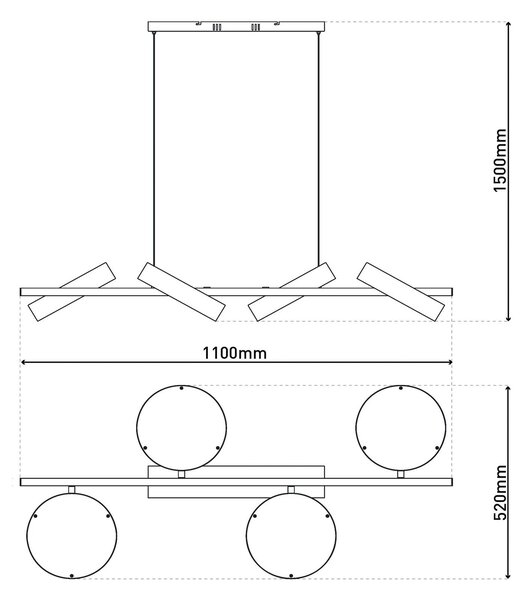 LED κρεμαστό φωτιστικό Tessa μαύρο/μπεζ 110cm Touchdim CCT 4-light