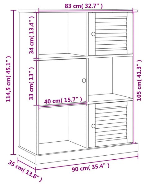 Βιβλιοθήκη VIGO Λευκή 90 x 35 x 114,5 εκ. από Μασίφ Ξύλο Πεύκου - Λευκό