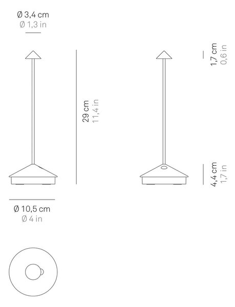 Zafferano Pina 3K επαναφορτιζόμενη επιτραπέζια λάμπα IP54 μαύρο