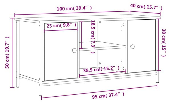 Έπιπλο Τηλεόρασης Καφέ Δρυς 100x40x50 εκ. Επεξεργασμένο Ξύλο - Καφέ