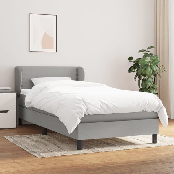 VidaXL Κρεβάτι Boxspring με Στρώμα Ανοιχτό Γκρι 80x200 εκ. Υφασμάτινο