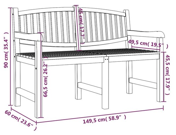 Παγκάκι Κήπου 149,5 x 60 x 90 εκ. από Μασίφ Ξύλο Teak - Καφέ