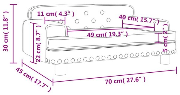 Καναπές Παιδικός Σκούρο Γκρι 70 x 45 x 30 εκ. από Βελούδο - Γκρι