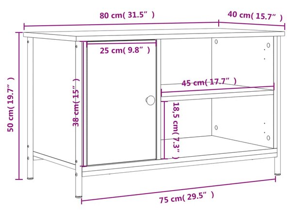 Έπιπλο Τηλεόρασης Καφέ Δρυς 80x40x50 εκ. Επεξεργασμένο Ξύλο - Καφέ