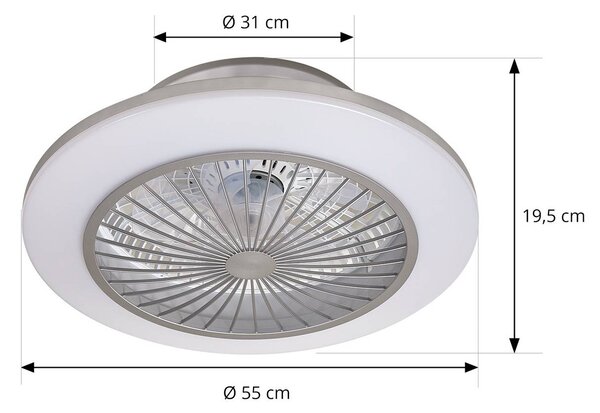 Lindby ανεμιστήρας οροφής LED Mamuti, ασημί, αθόρυβος, Ø 55 cm