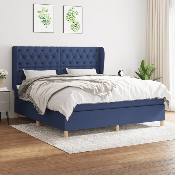 VidaXL Κρεβάτι Boxspring με Στρώμα Μπλε 160x200 εκ. Υφασμάτινο