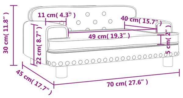 Καναπές Παιδικός Μαύρο 70 x 45 x 30 εκ. από Βελούδο - Μαύρο