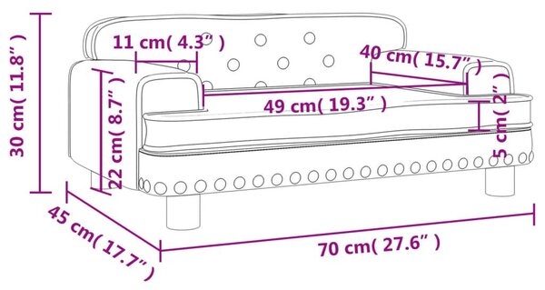 Καναπές Παιδικός Γκρι 70 x 45 x 30 εκ. από Συνθετικό Δέρμα - Γκρι