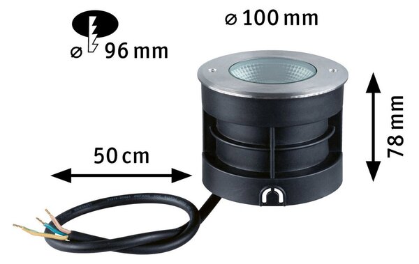 Paulmann Vanea LED χωνευτό φωτιστικό δαπέδου IP67, Ø 10cm, Μεταλλικό, Μέταλλο, σύγχρονο, Φωτιστικά εσοχής στρογγυλά