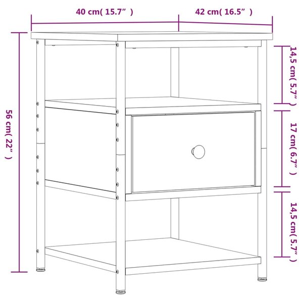 Κομοδίνο Καπνιστή Δρυς 40 x 42 x 56 εκ. από Επεξεργασμένο Ξύλο - Καφέ