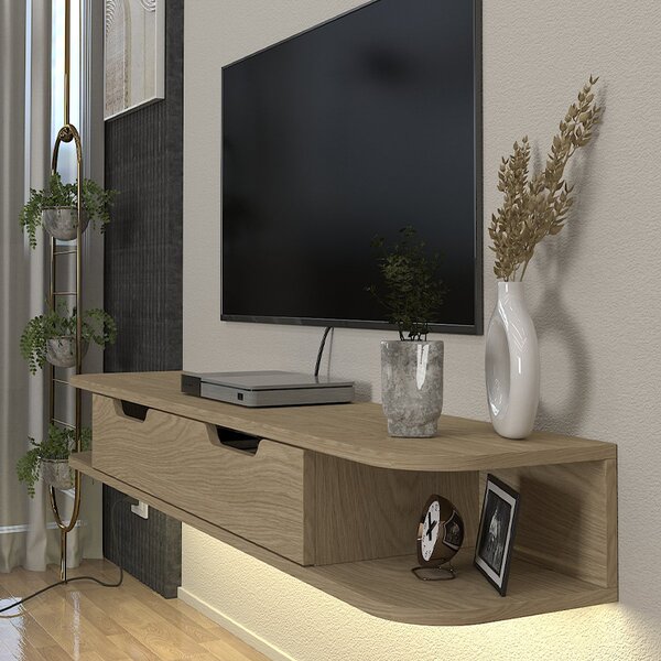 Έπιπλο τηλεόρασης επιτοίχιο Noland Megapap με LED χρώμα rota oak 150x35x19,2εκ