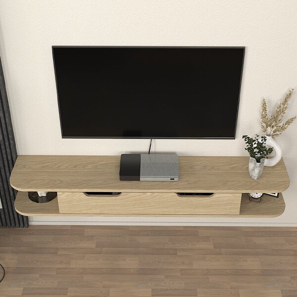 Έπιπλο τηλεόρασης επιτοίχιο Noland Megapap με LED χρώμα rota oak 150x35x19,2εκ