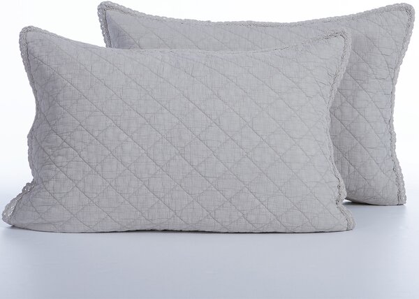 Ζεύγος Μαξιλαροθήκες Καπιτονέ (52x72) Nef-Nef Homeware Serenity Bruno Silver
