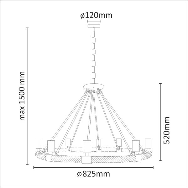 Πολύφωτο σε αλυσίδα ROPE ARTHUR 8xE27/20W/230V