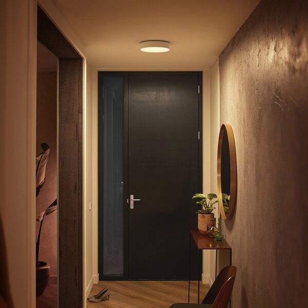 Philips Hue Φωτιστικό οροφής Enrave LED 26.1cm λευκό, ρυθμιζόμενος, Λευκό, Σαλόνι / τραπεζαρία, Μέταλλο, σύγχρονο