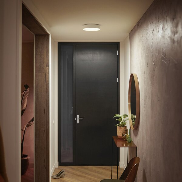 Philips Hue Φωτιστικό οροφής Enrave LED 26.1cm λευκό, ρυθμιζόμενος, Λευκό, Σαλόνι / τραπεζαρία, Μέταλλο, σύγχρονο