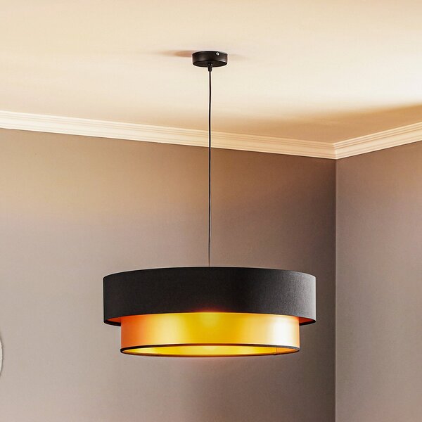 Maco Design Φωτιστικό κρεμαστό Dorina, μαύρο/χρυσό Ø 60cm, ρυθμιζόμενος, Μαύρο, Σαλόνι / τραπεζαρία, Πλαστικό, σύγχρονο