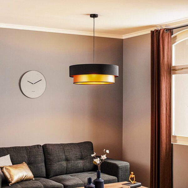 Maco Design Φωτιστικό κρεμαστό Dorina, μαύρο/χρυσό Ø 60cm, ρυθμιζόμενος, Μαύρο, Σαλόνι / τραπεζαρία, Πλαστικό, σύγχρονο