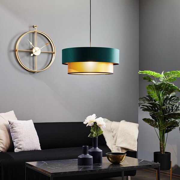 Maco Design Φωτιστικό κρεμαστό Dorina, πράσινο/χρυσό Ø 50cm, ρυθμιζόμενος, Πράσινο, Σαλόνι / τραπεζαρία, Πλαστικό, σύγχρονο