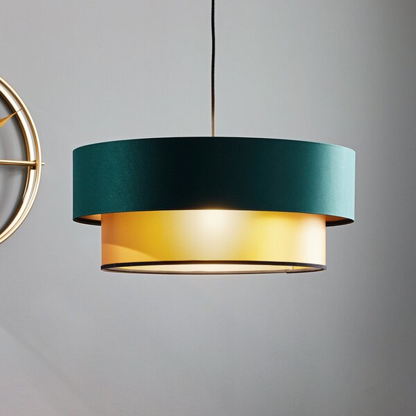 Maco Design Φωτιστικό κρεμαστό Dorina, πράσινο/χρυσό Ø 50cm, ρυθμιζόμενος, Πράσινο, Σαλόνι / τραπεζαρία, Πλαστικό, σύγχρονο