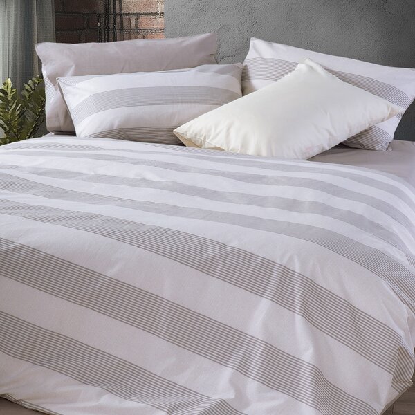 Σεντόνια Μονά (Σετ) Nef-Nef Homeware Casual Stripe Ecru Εκρού ΧΩΡΙΣ ΛΑΣΤΙΧΟ 170x270