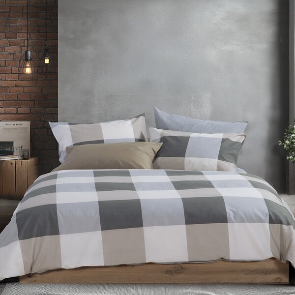 Σεντόνια Διπλά (Σετ) Nef-Nef Homeware Casual Check Grey
