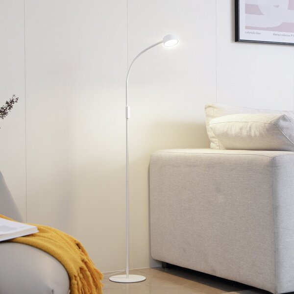 Lindby LED-Stehleuchte Maori, λευκό, μέταλλο, CCT, ρυθμιζόμενη ένταση φωτισμού, ρυθμιζόμενος, Λευκό, Μελέτη / Γραφείο, Μέταλλο, σύγχρονο