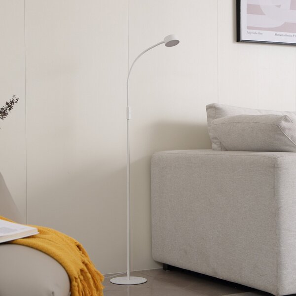 Lindby LED-Stehleuchte Maori, λευκό, μέταλλο, CCT, ρυθμιζόμενη ένταση φωτισμού, ρυθμιζόμενος, Λευκό, Μελέτη / Γραφείο, Μέταλλο, σύγχρονο