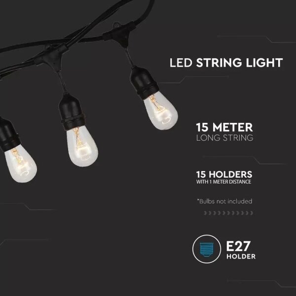 Λαμπάκια εξωτερικού χώρου STRING 15m 15xE27/25W/230V IP54