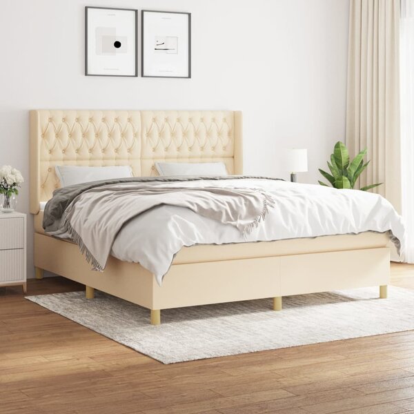 VidaXL Κρεβάτι Boxspring με Στρώμα Κρεμ 180x200 εκ. Υφασμάτινο