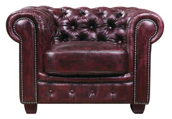 Πολυθρόνα CHESTERFIELD 689 Δέρμα Antique Red 103x92x72cm