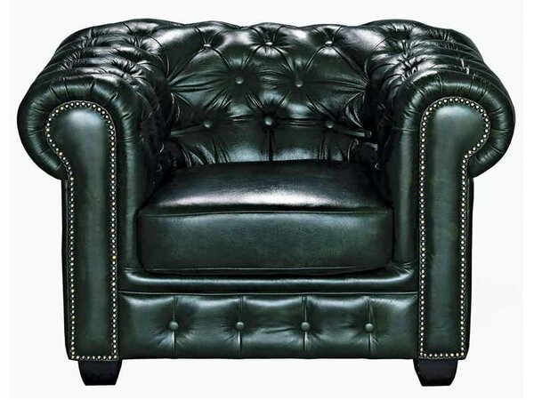 Chesterfield 689 Πολυθρόνα Σαλονιού - Καθιστικού / Δέρμα Antique Green . Διάσταση: 103x92x72cm