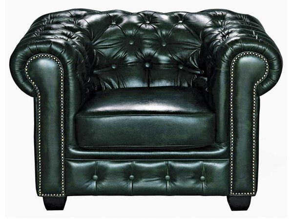 Chesterfield 689 Πολυθρόνα Σαλονιού - Καθιστικού / Δέρμα Antique Green . Διάσταση: 103x92x72cm