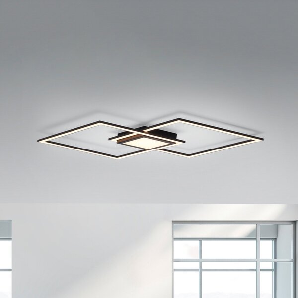 JUST LIGHT. GmbH Φωτιστικό οροφής LED Asmin, CCT, μαύρο, 106x37cm, ρυθμιζόμενος, Μαύρο, Σαλόνι / τραπεζαρία, Αλουμίνιο, σύγχρονο, Οροφή πολλαπλής φλόγας