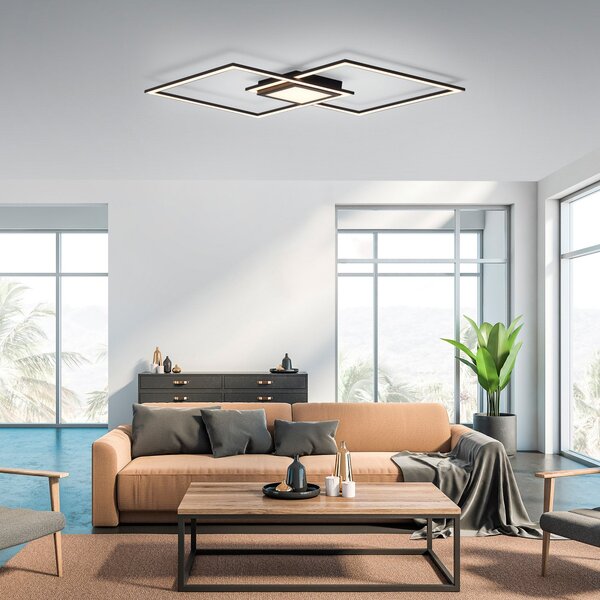 JUST LIGHT. GmbH Φωτιστικό οροφής LED Asmin, CCT, μαύρο, 106x37cm, ρυθμιζόμενος, Μαύρο, Σαλόνι / τραπεζαρία, Αλουμίνιο, σύγχρονο, Οροφή πολλαπλής φλόγας