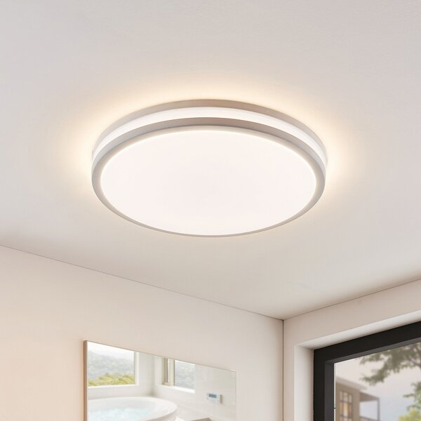 Lindby Arnim LED φωτιστικό οροφής, λευκό, πλαστικό, Ø 49cm, IP44, ρυθμιζόμενος, Λευκό, Μπάνιο, Πλαστικό, σύγχρονο