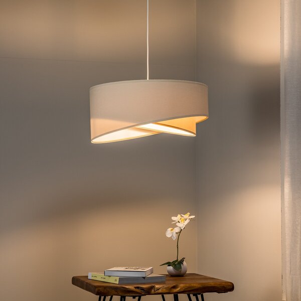 Maco Design Κρεμαστή λάμπα Vivien, δίχρωμη, μπεζ/λευκή, ρυθμιζόμενος, Μπεζ, Σαλόνι / τραπεζαρία, Ύφασμα / Κλωστοϋφαντουργία, σύγχρονο