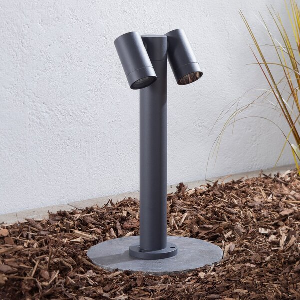 PRIOS Φωτιστικό βάθρο Prios Tulimar, 45 cm, ανθρακί, 2-φωτο, αλουμίνιο, ρυθμιζόμενος, Μαύρο, Μέταλλο, σύγχρονο