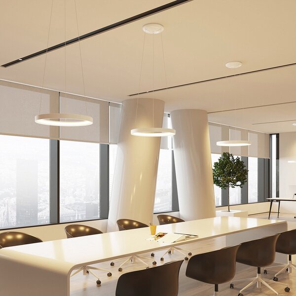 Arcchio LED κρεμαστό φωτιστικό Vivy, Ø 58 cm, λευκό, μέταλλο, ρυθμιζόμενος, Λευκό, Κουζίνα, Μέταλλο, σύγχρονο