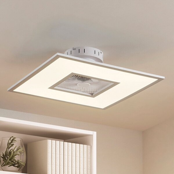 Lindby ανεμιστήρας οροφής LED Romea, γωνιακός, DC, αθόρυβος, 60 cm, ρυθμιζόμενος, Γκρι, Σαλόνι / τραπεζαρία, Πλαστικό, σύγχρονο